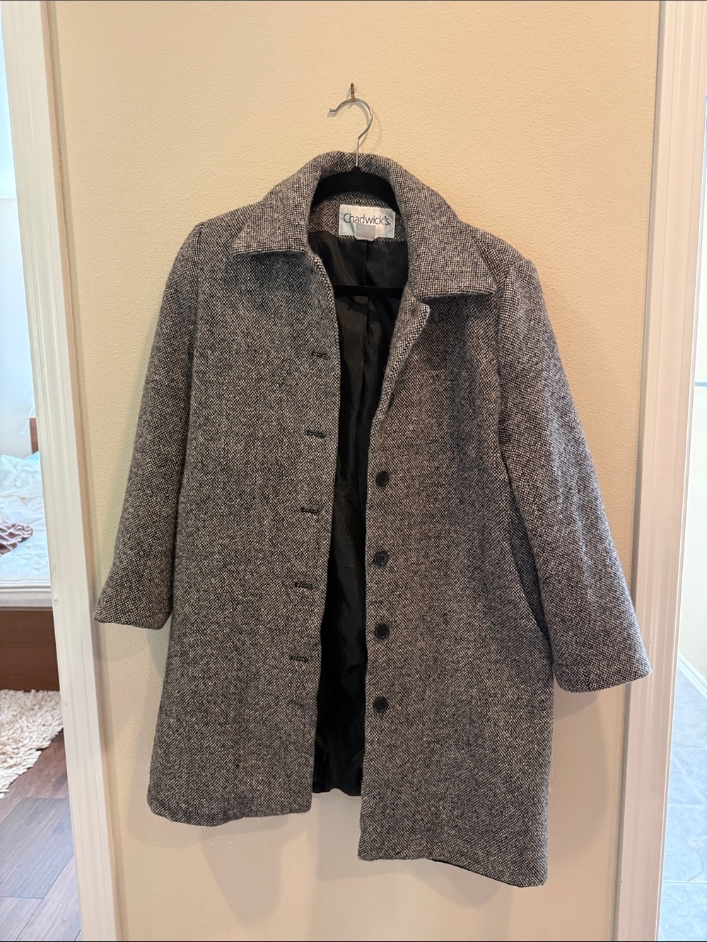 Chadwicks Gray Herringbone Wool-Blend Trench Coat